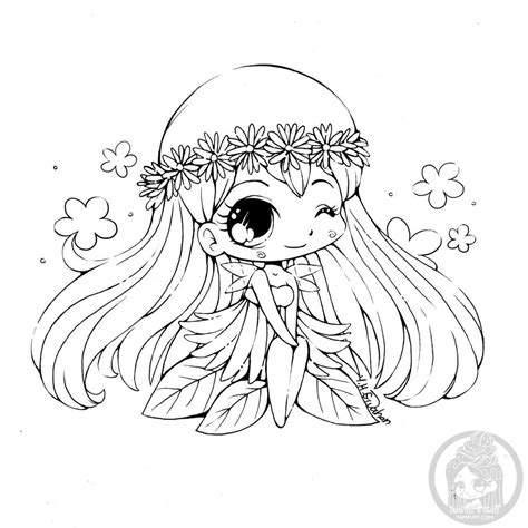 Chibi Coloring Books Cute character Designs with flower and Nature Doc